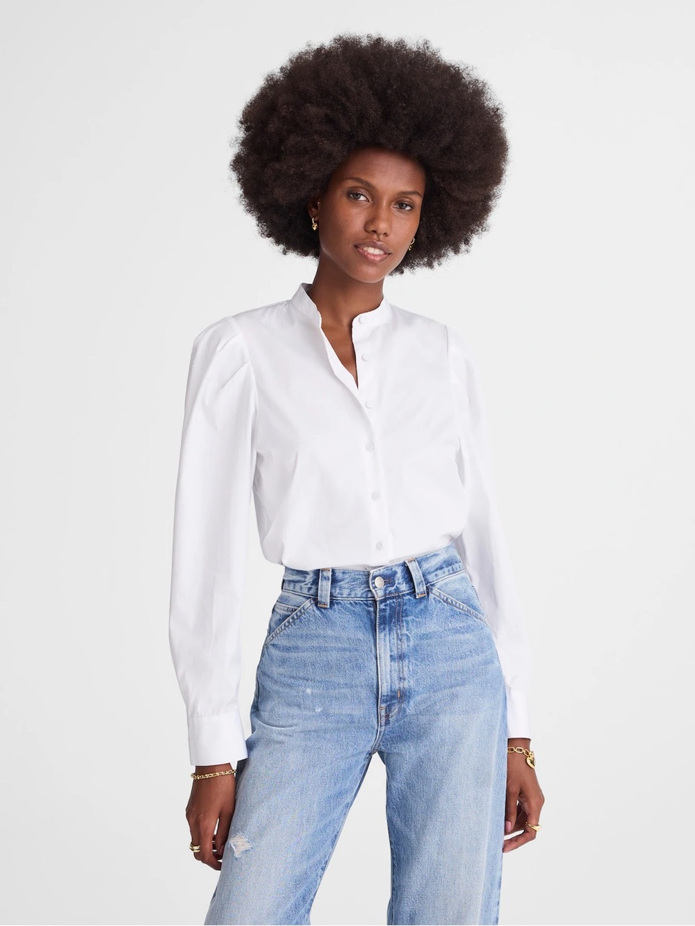 Madewell Puff-Sleeve Button-Up Shirt S